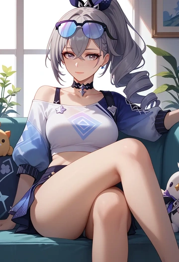 star rail,silver wolf,crop top  - AI generated anime art